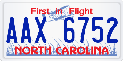 NC license plate AAX6752