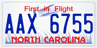NC license plate AAX6755