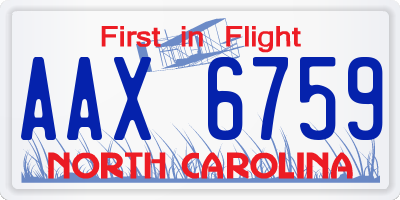 NC license plate AAX6759