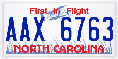 NC license plate AAX6763