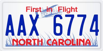 NC license plate AAX6774