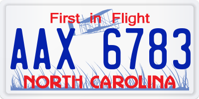 NC license plate AAX6783