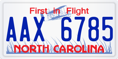 NC license plate AAX6785