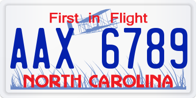 NC license plate AAX6789