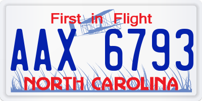 NC license plate AAX6793