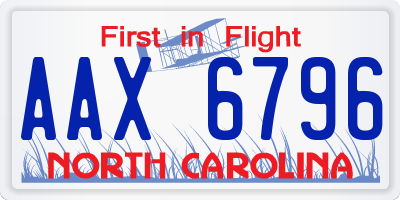 NC license plate AAX6796