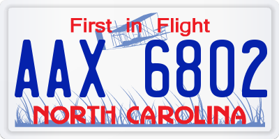 NC license plate AAX6802