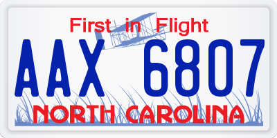 NC license plate AAX6807