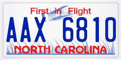 NC license plate AAX6810