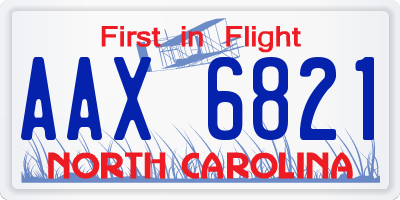 NC license plate AAX6821
