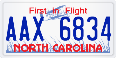 NC license plate AAX6834