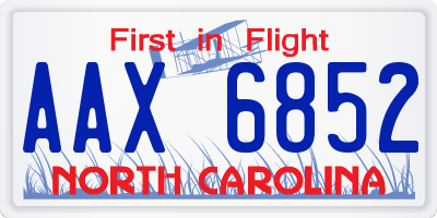 NC license plate AAX6852