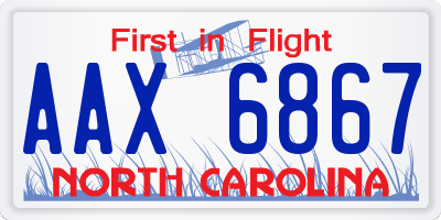 NC license plate AAX6867