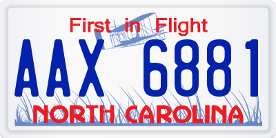 NC license plate AAX6881