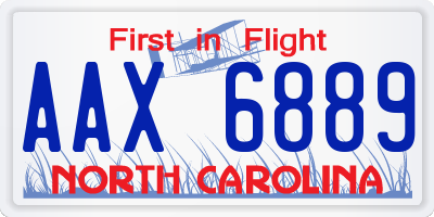 NC license plate AAX6889