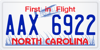 NC license plate AAX6922