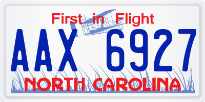 NC license plate AAX6927