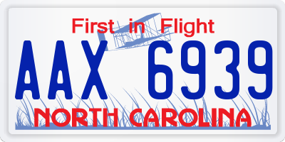 NC license plate AAX6939