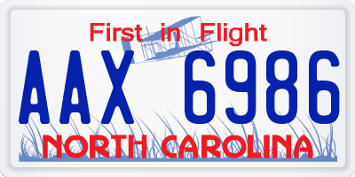 NC license plate AAX6986