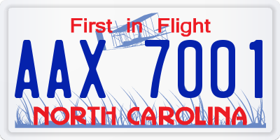 NC license plate AAX7001