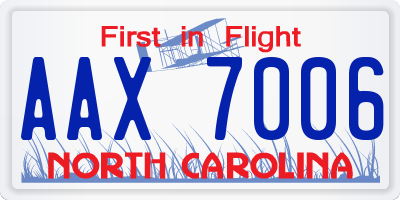 NC license plate AAX7006