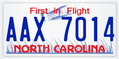 NC license plate AAX7014