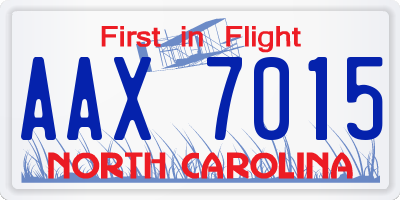 NC license plate AAX7015