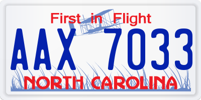 NC license plate AAX7033