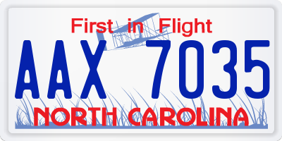 NC license plate AAX7035