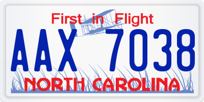 NC license plate AAX7038