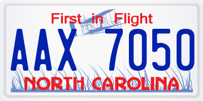 NC license plate AAX7050