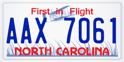 NC license plate AAX7061