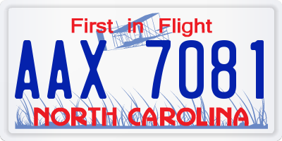 NC license plate AAX7081