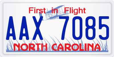 NC license plate AAX7085