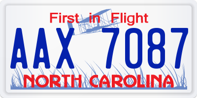 NC license plate AAX7087