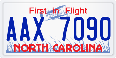 NC license plate AAX7090