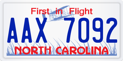 NC license plate AAX7092