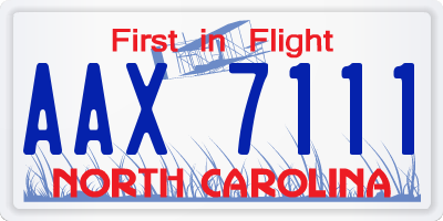NC license plate AAX7111