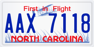 NC license plate AAX7118