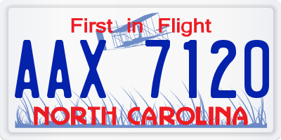 NC license plate AAX7120