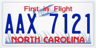 NC license plate AAX7121