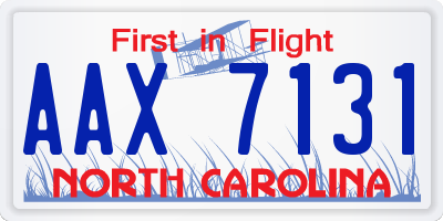 NC license plate AAX7131