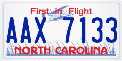 NC license plate AAX7133