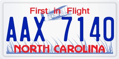 NC license plate AAX7140