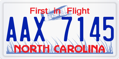 NC license plate AAX7145