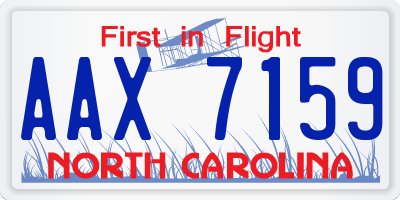 NC license plate AAX7159