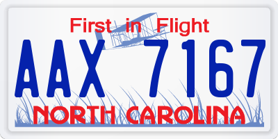 NC license plate AAX7167