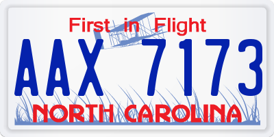NC license plate AAX7173