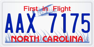 NC license plate AAX7175