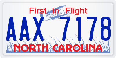 NC license plate AAX7178